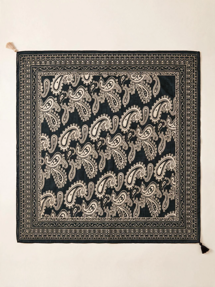 Folk Paisley Tassel Square Scarf