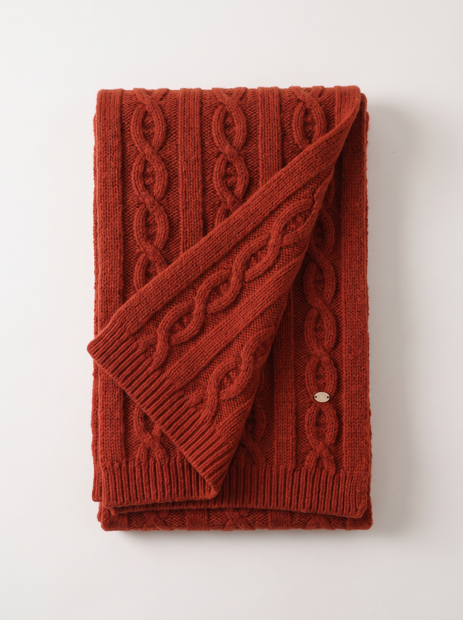 "Cable Knit Comfort" 100% Merino Wool Scarf