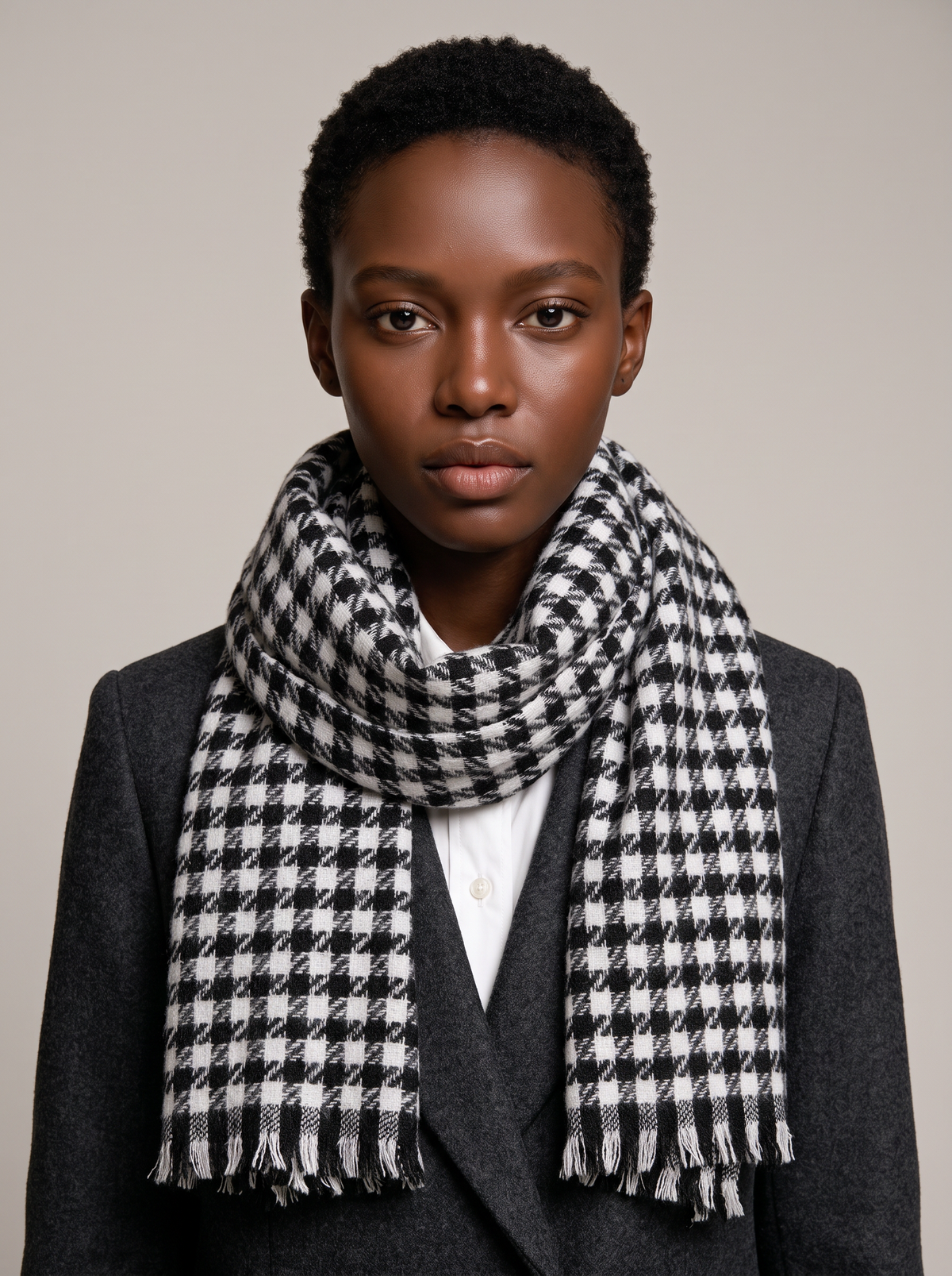 Houndstooth Fringe Scarf