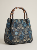 Silk Brocade Bamboo-Handle Bag — Lotus & Banana-Leaf Brocade