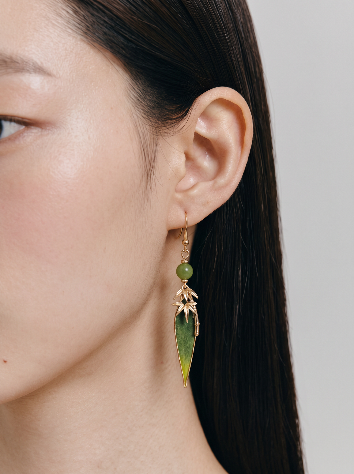 Silk Velvet Bamboo-Leaf Tassel Earrings — Handmade Ronghua