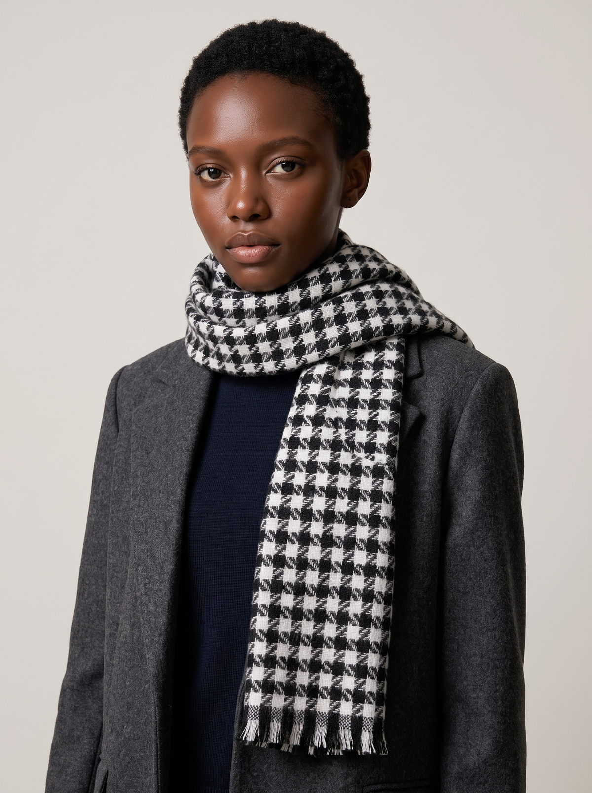 Houndstooth Fringe Scarf
