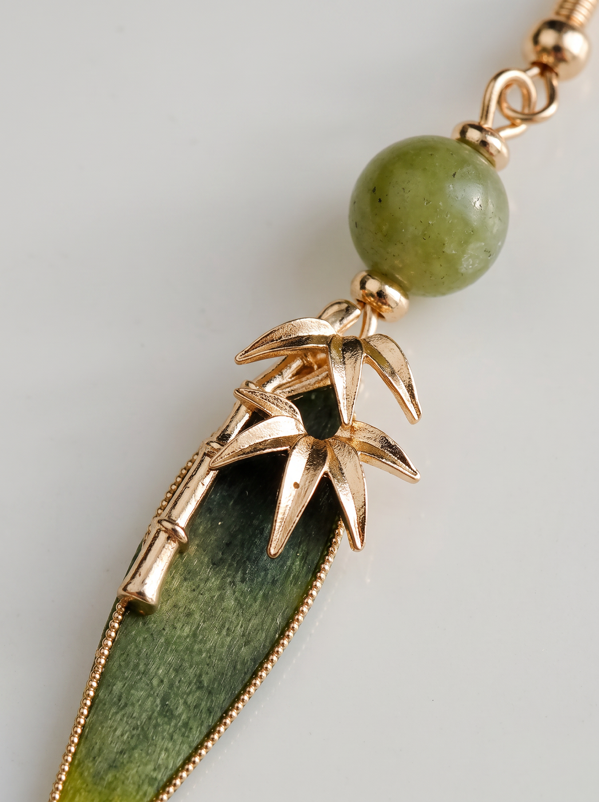 Silk Velvet Bamboo-Leaf Tassel Earrings — Handmade Ronghua