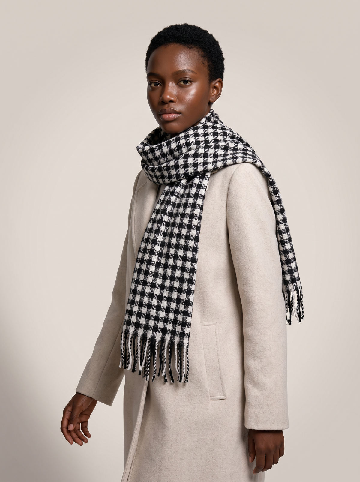 Houndstooth Fringe Scarf