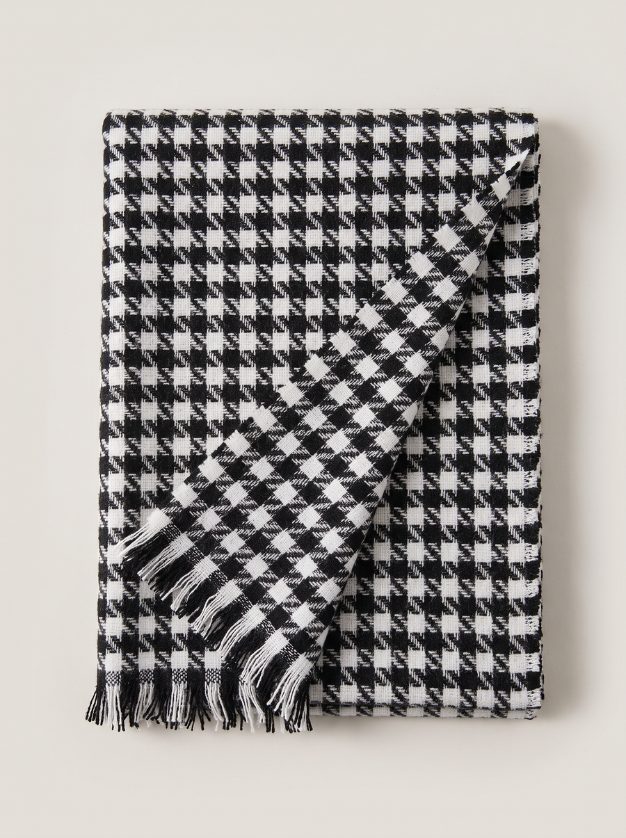 Houndstooth Fringe Scarf