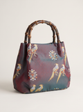 Silk Brocade Bamboo-Handle Bag — Golden Pheasant Motif