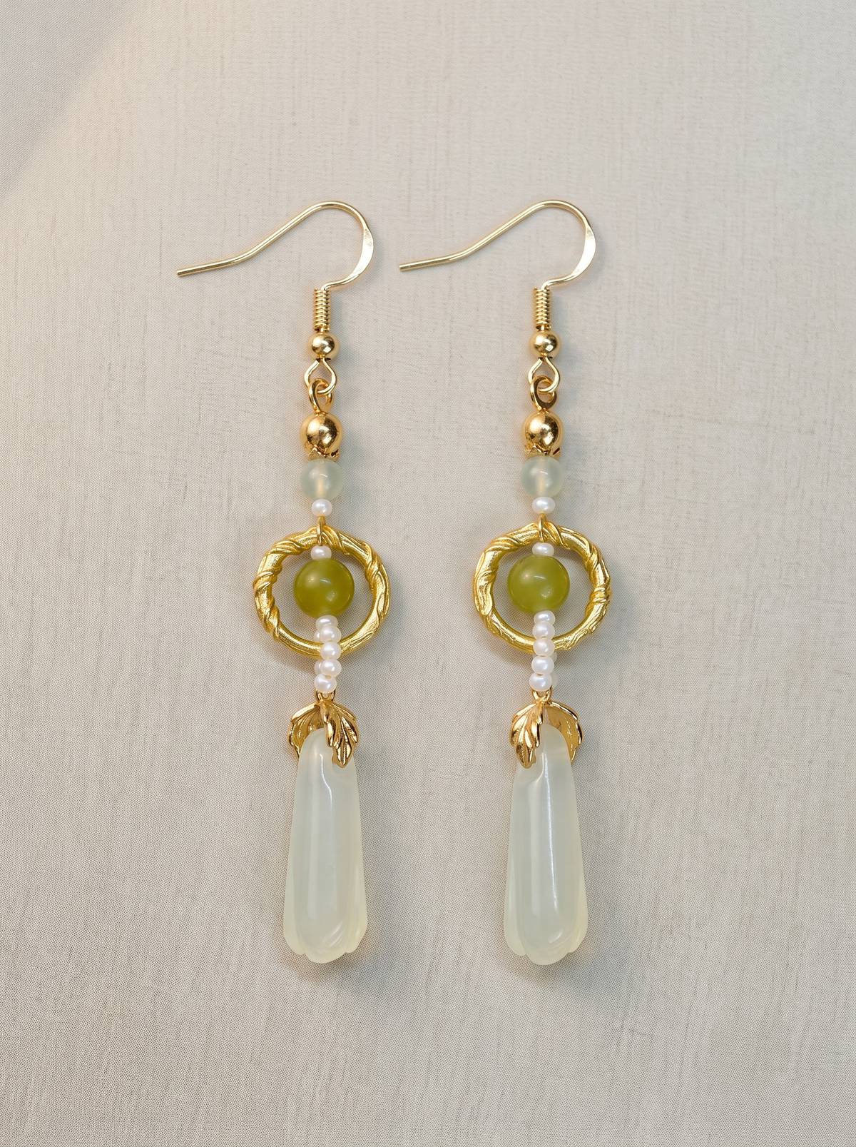 Xiu Jade Magnolia-Bud Earrings — Natural Jade