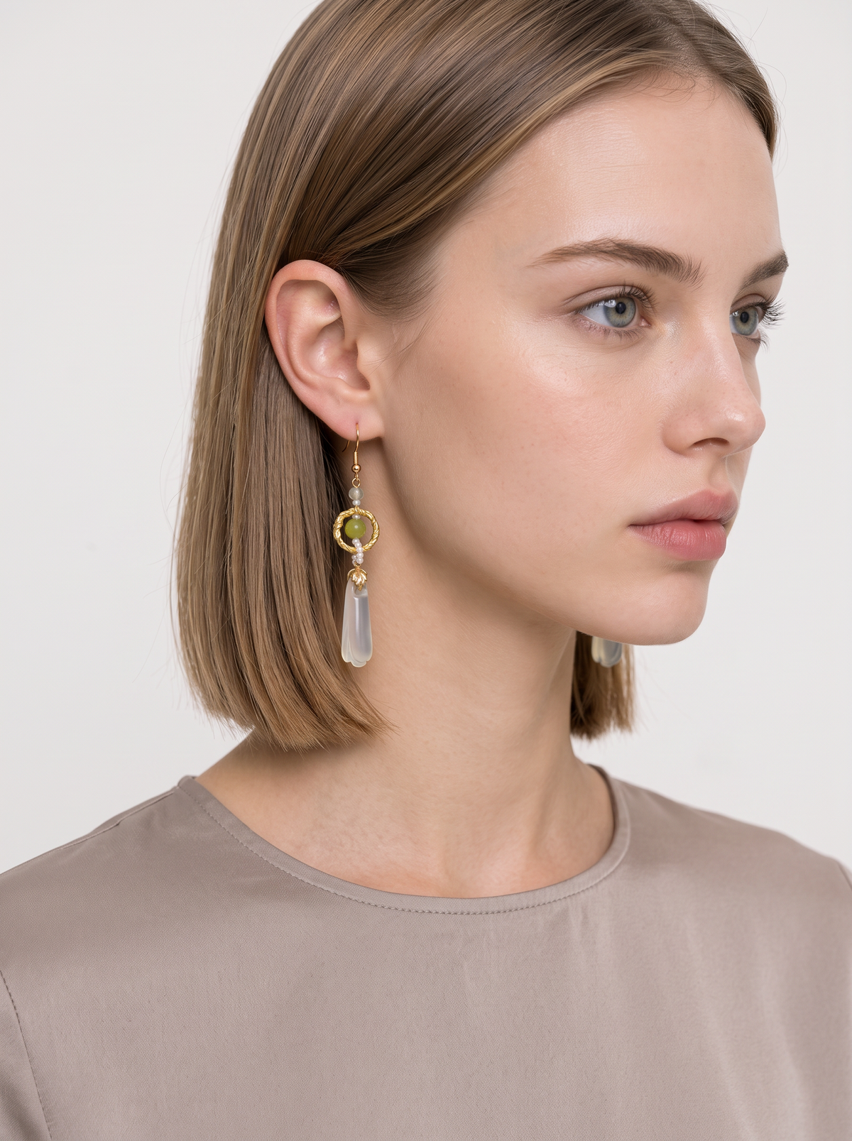 Xiu Jade Magnolia-Bud Earrings — Natural Jade