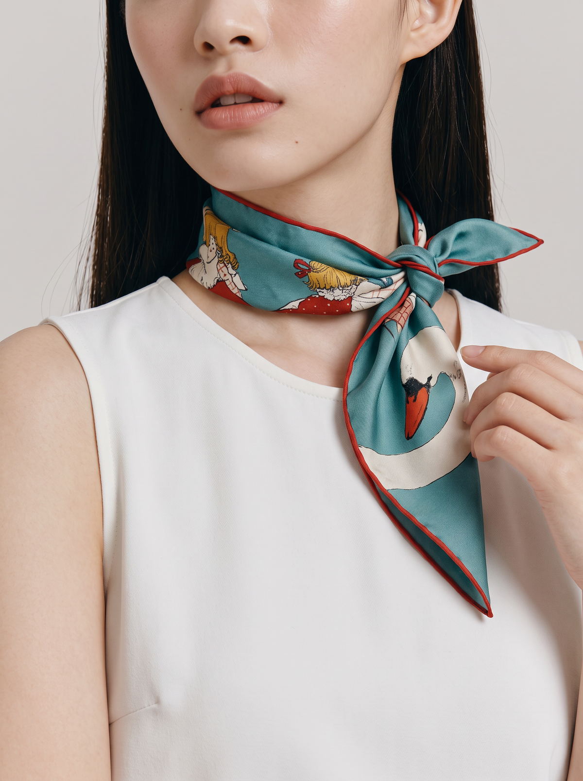"Swan Lullaby" Fairytale 100% Mulberry Silk Scarf