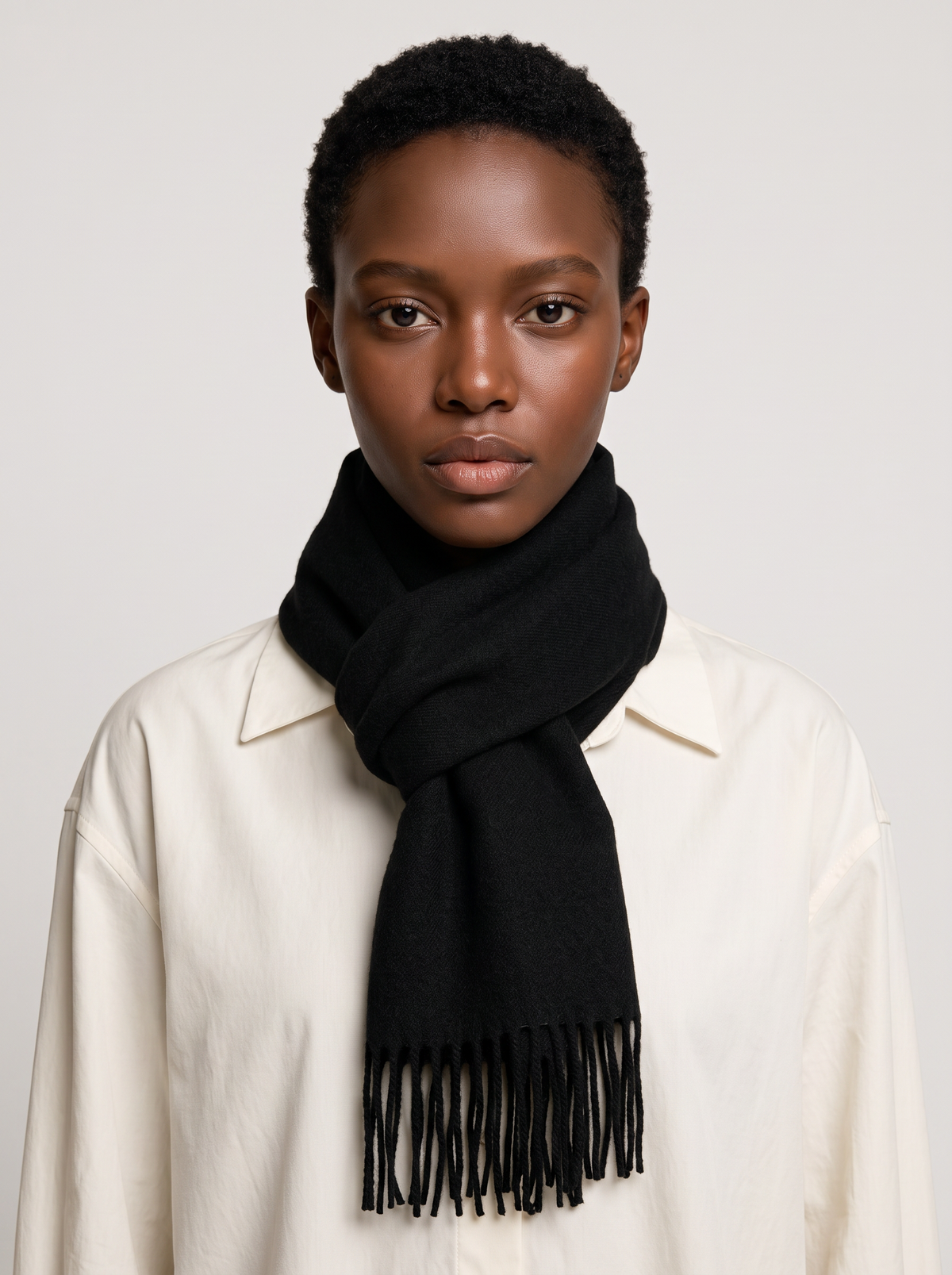 Yak Wool Blend Scarf | Thick Solid Winter Wrap with Fringe