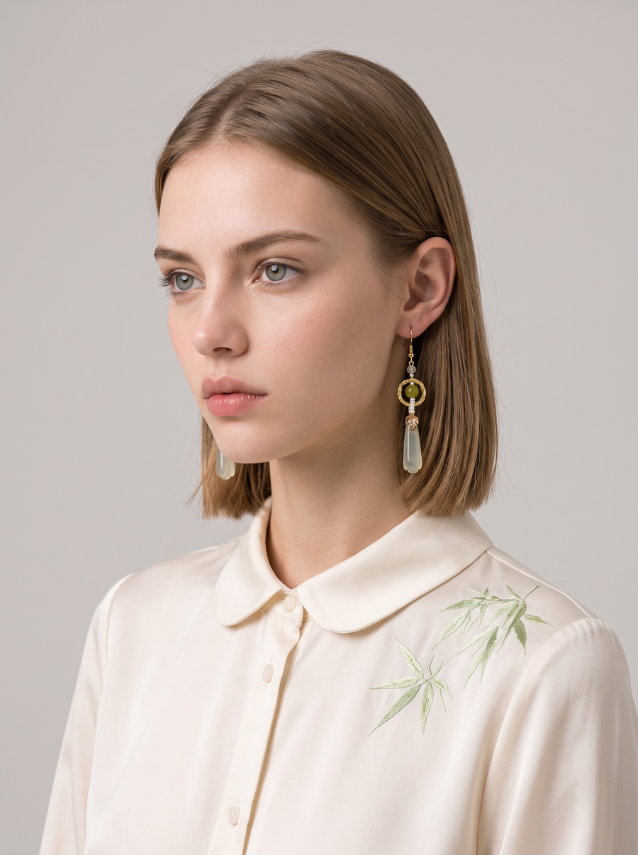 Xiu Jade Magnolia-Bud Earrings — Natural Jade