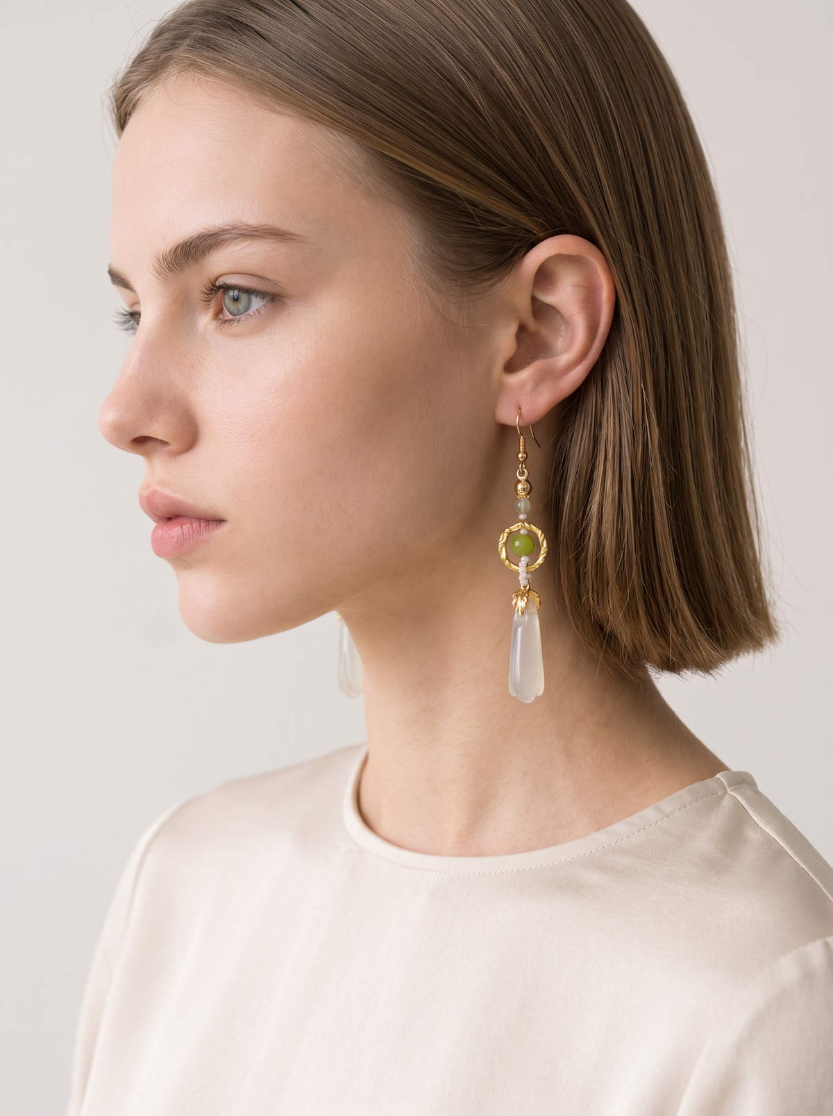 Xiu Jade Magnolia-Bud Earrings — Natural Jade