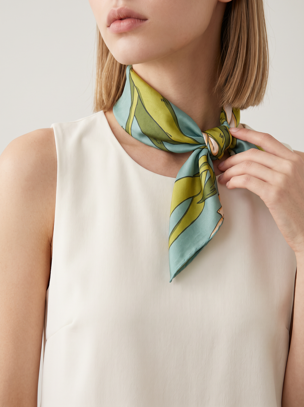 "Jade Lake Tulip" Floral 100% Mulberry Silk Scarf