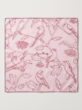 "Pink Woodland" Line-Art 100% Mulberry Silk Scarf