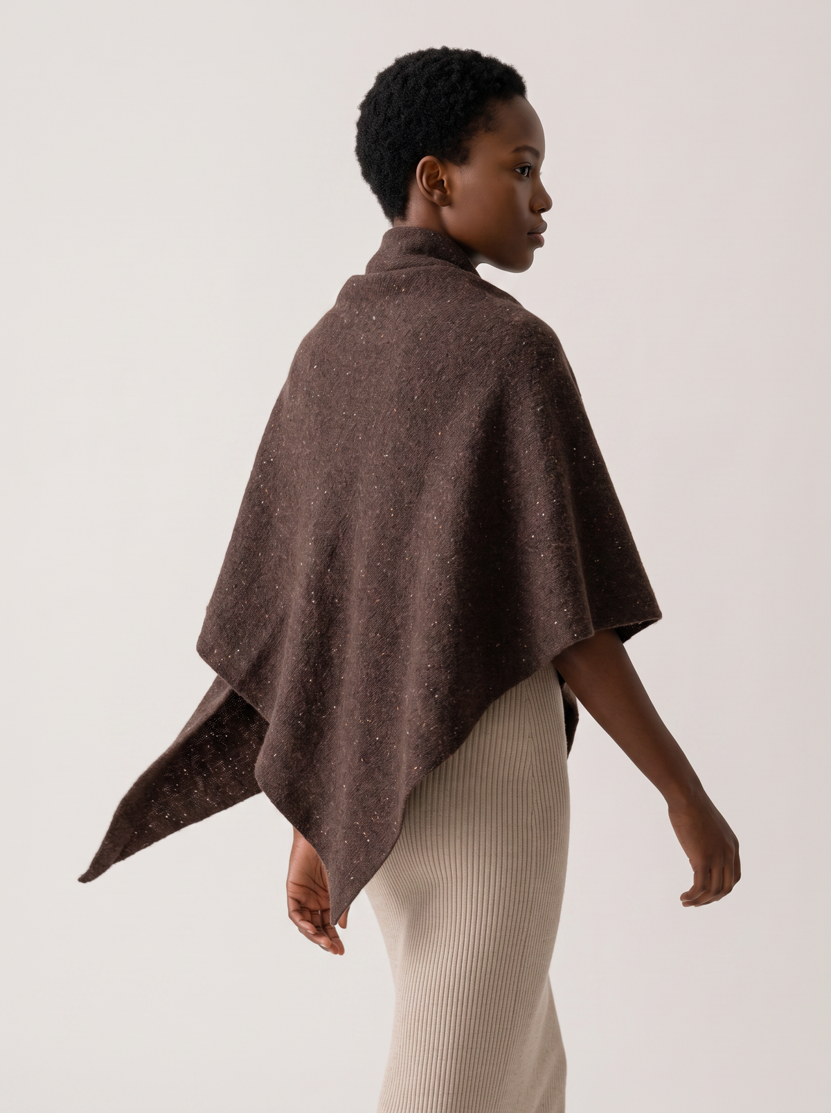 "Oversized Comfort" Dotted 100% Wool Triangle Wrap