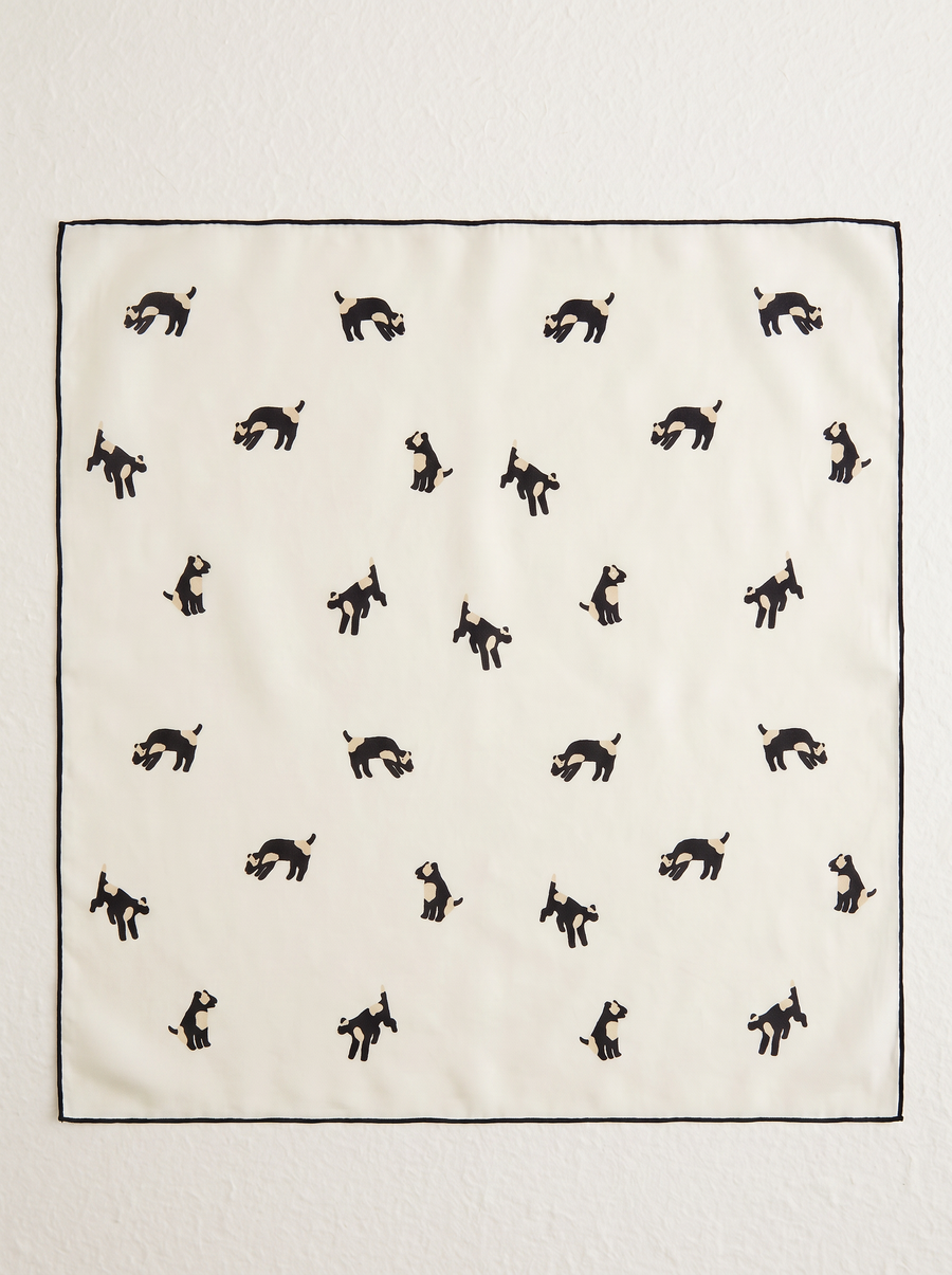 "Spotted Pup" Playful 100% Mulberry Silk Scarf