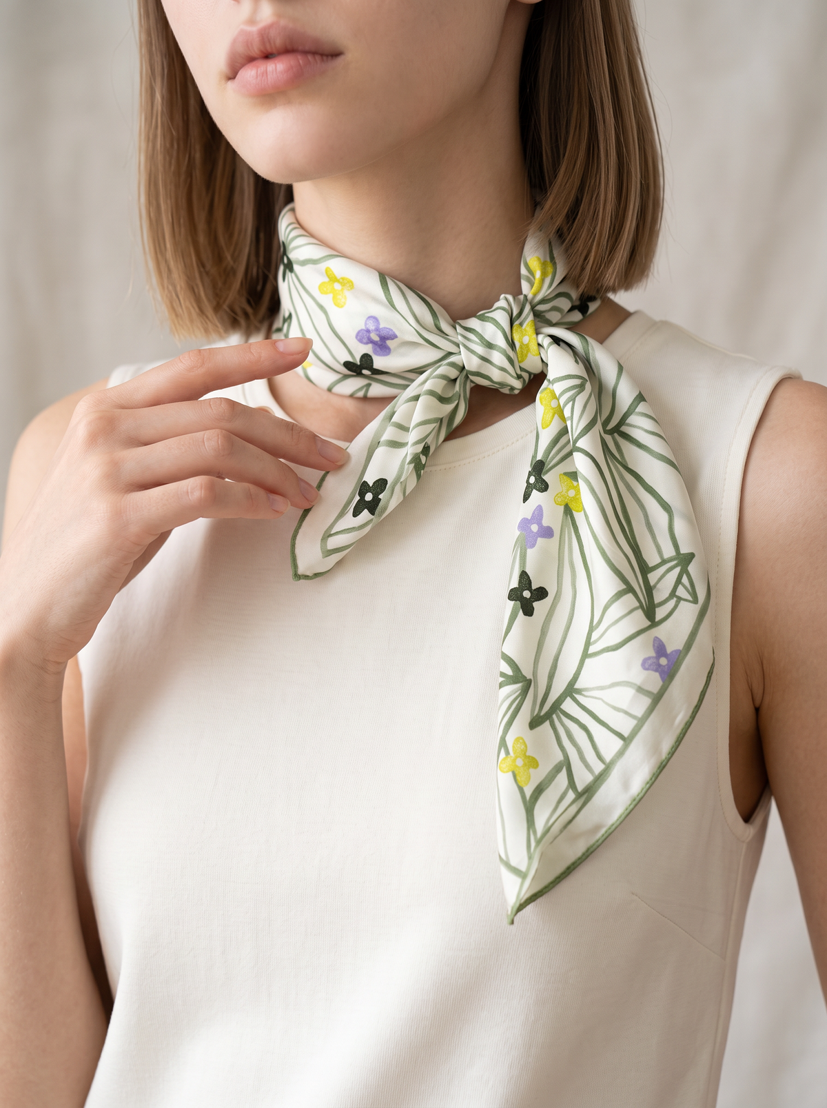 "Watercolor Bloom" Floral 100% Mulberry Silk Scarf