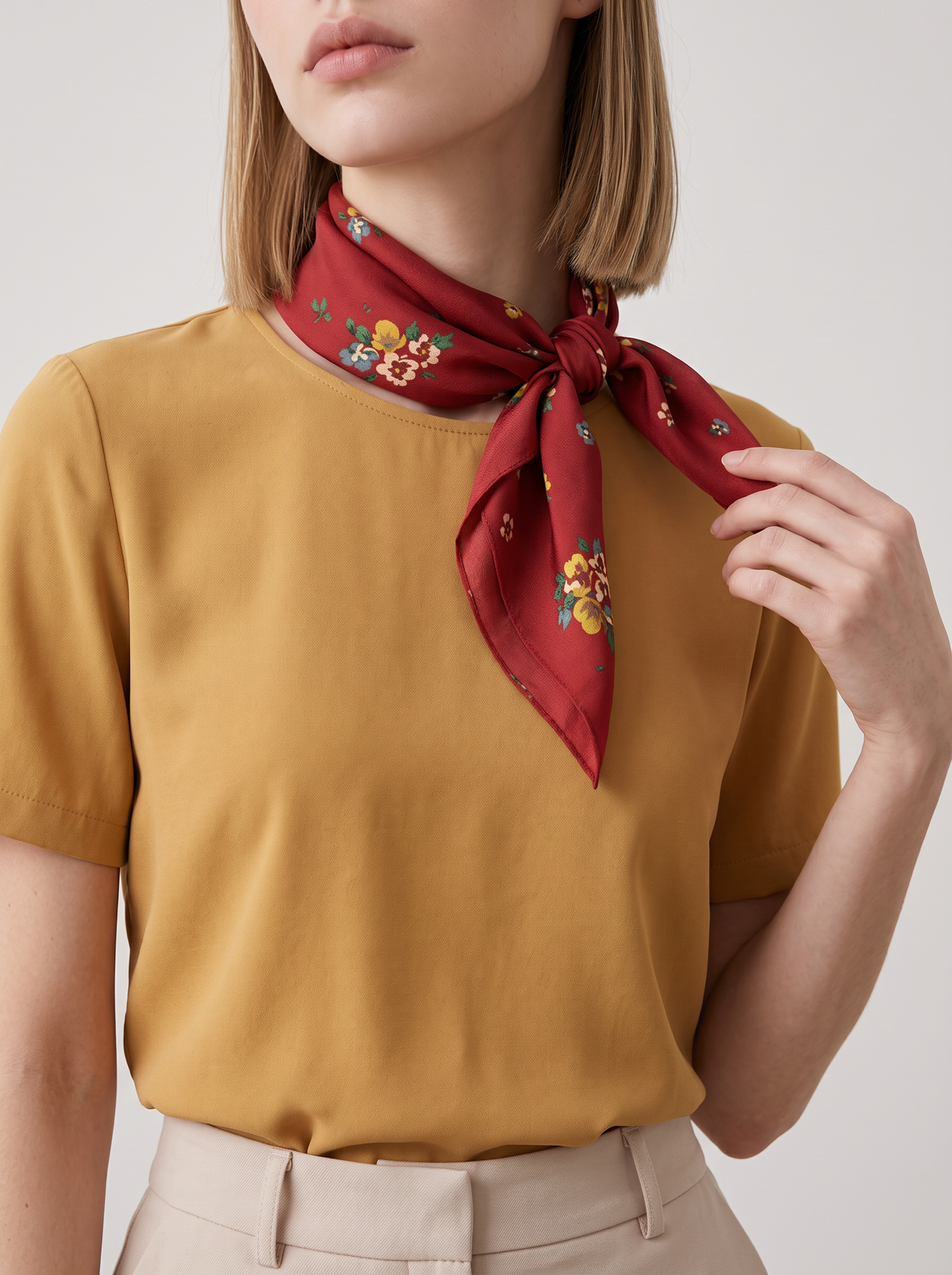 "Vintage Pansy" Floral 100% Mulberry Silk Scarf