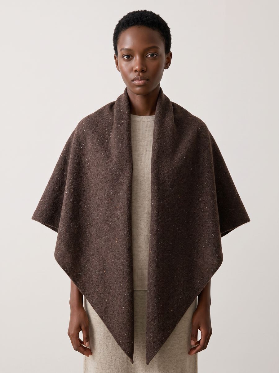 "Oversized Comfort" Dotted 100% Wool Triangle Wrap