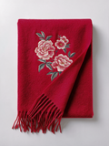 100% Wool Floral Embroidered Scarf