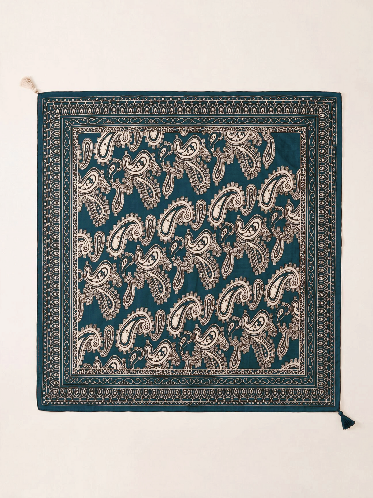 Folk Paisley Tassel Square Scarf