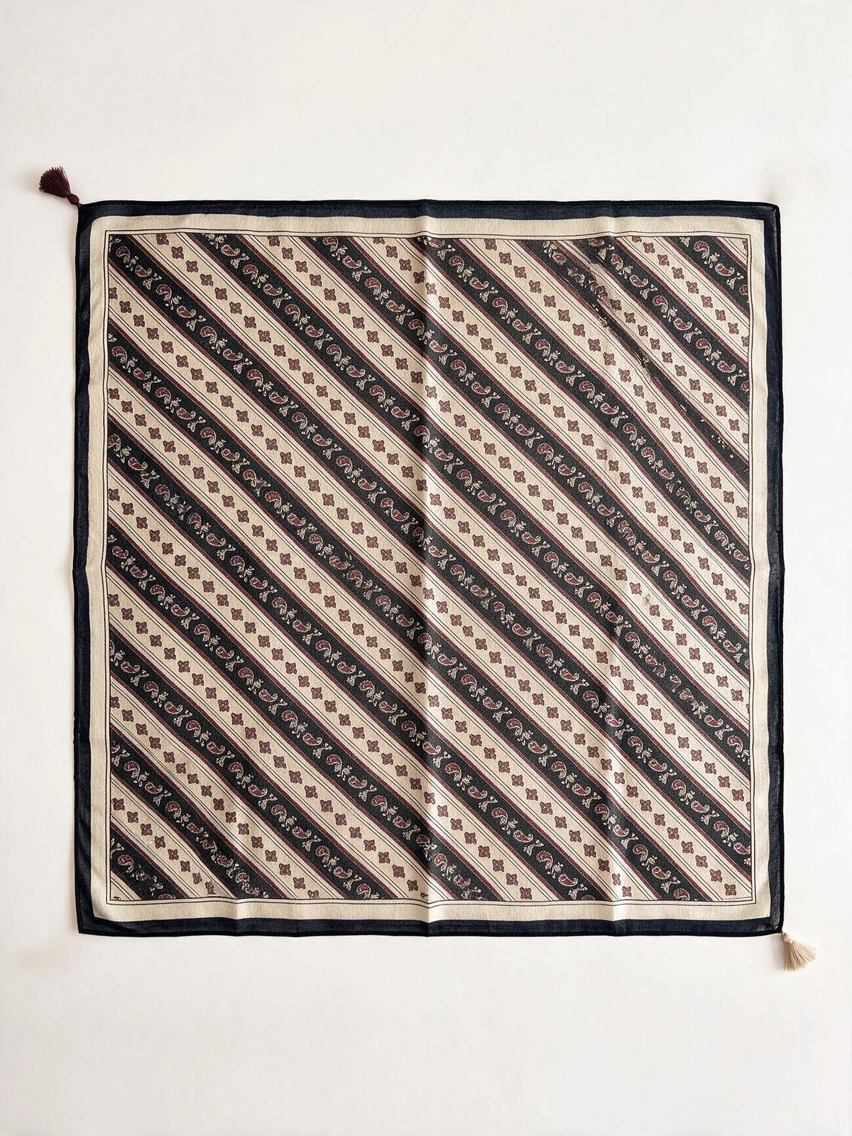 Folk Stripe Tassel Square Scarf