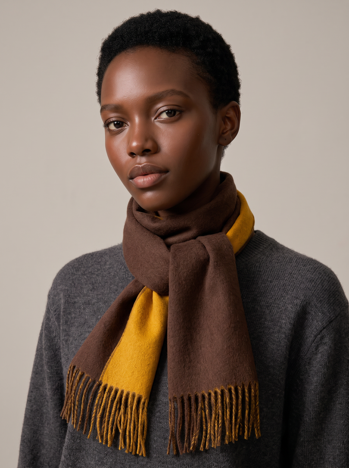 Reversible Contrast Wool Scarf