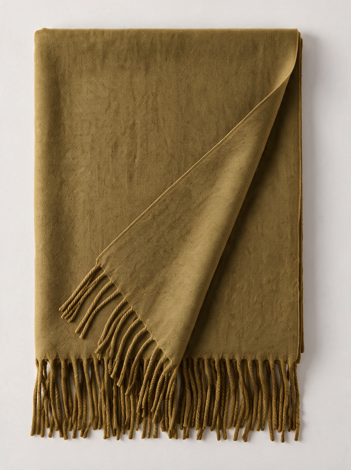 Wool-Blend Oversized Fringed Wrap — Brushed Winter Shawl