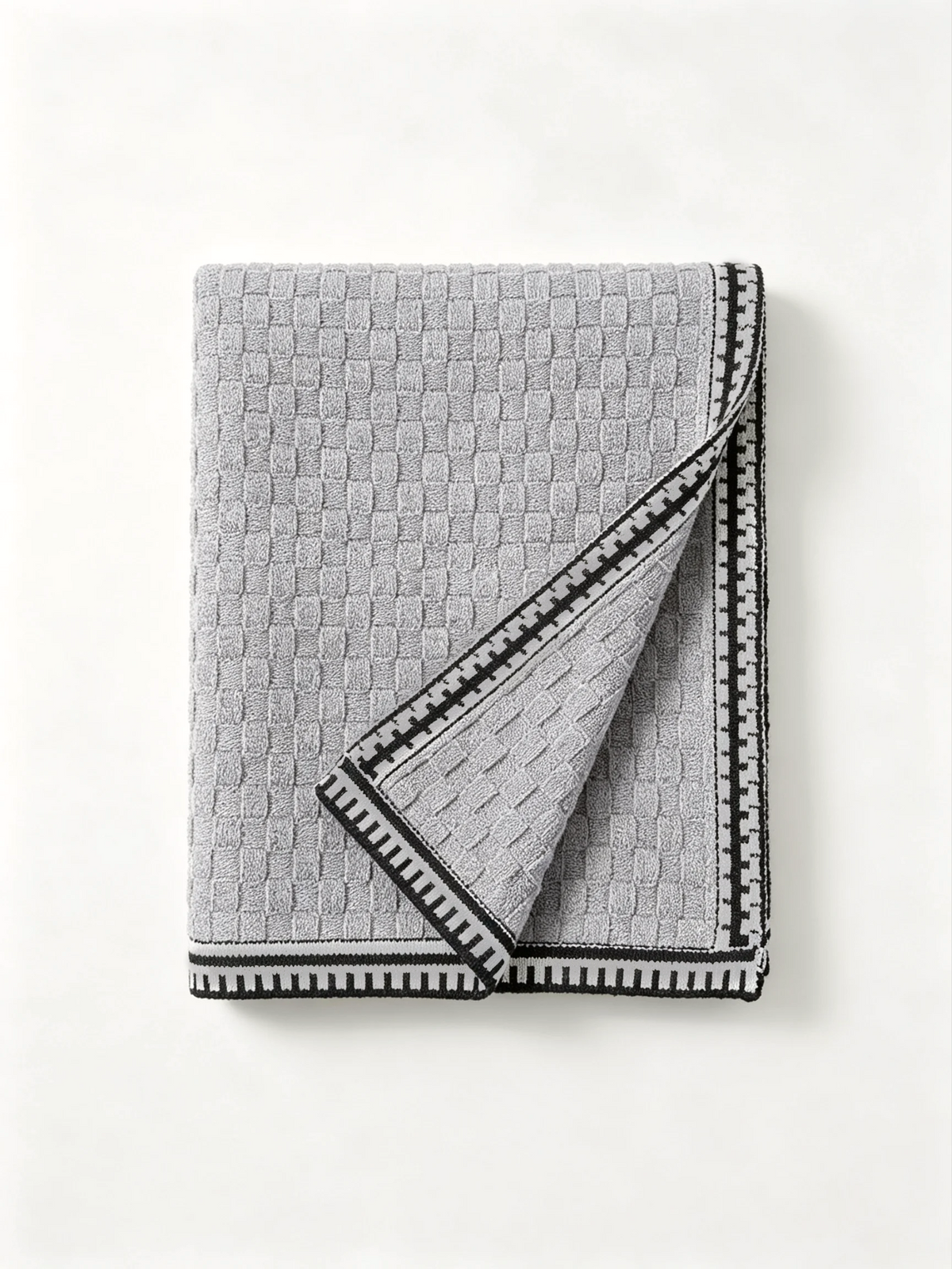 Geometric Border Knit Scarf