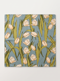 "Jade Lake Tulip" Floral 100% Mulberry Silk Scarf