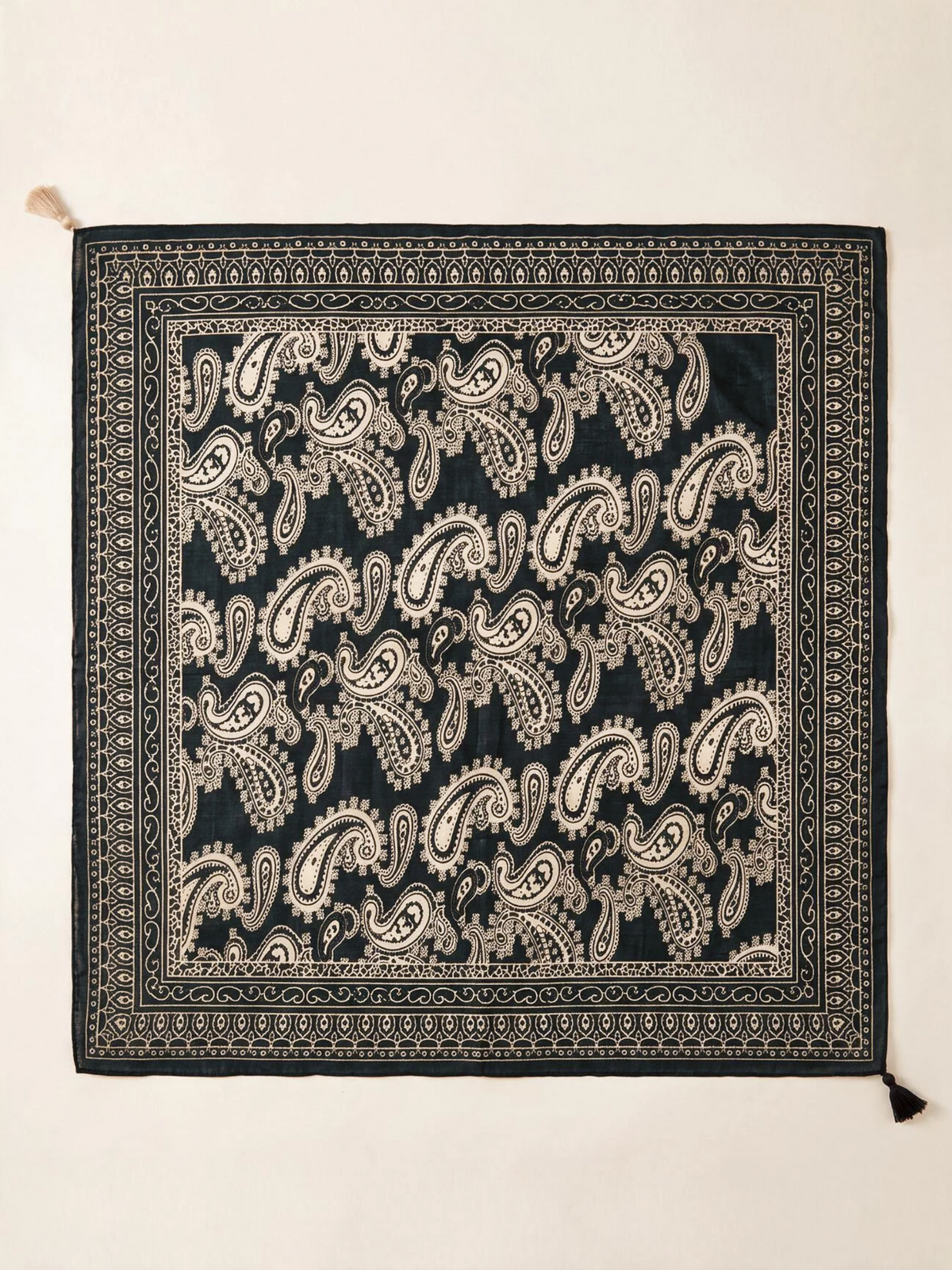 Folk Paisley Tassel Square Scarf