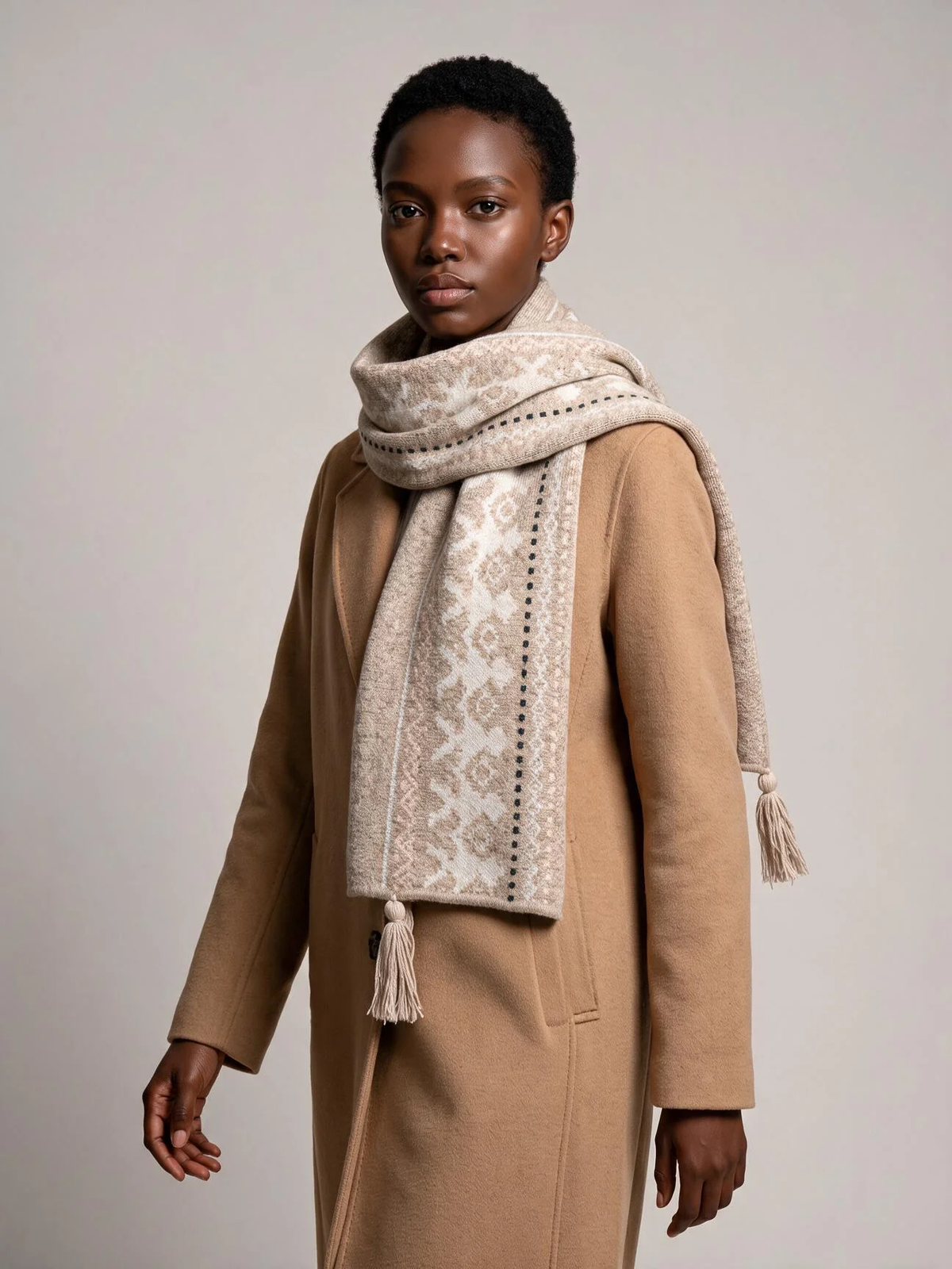 Nordic Tassel Knit Scarf