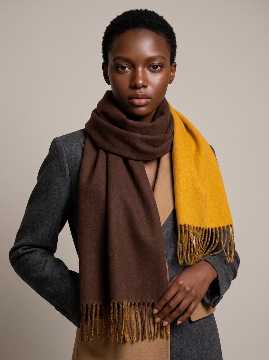 Reversible Contrast Wool Scarf