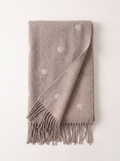 "Winter Pearl" Embroidered Snowflake Wool Wrap