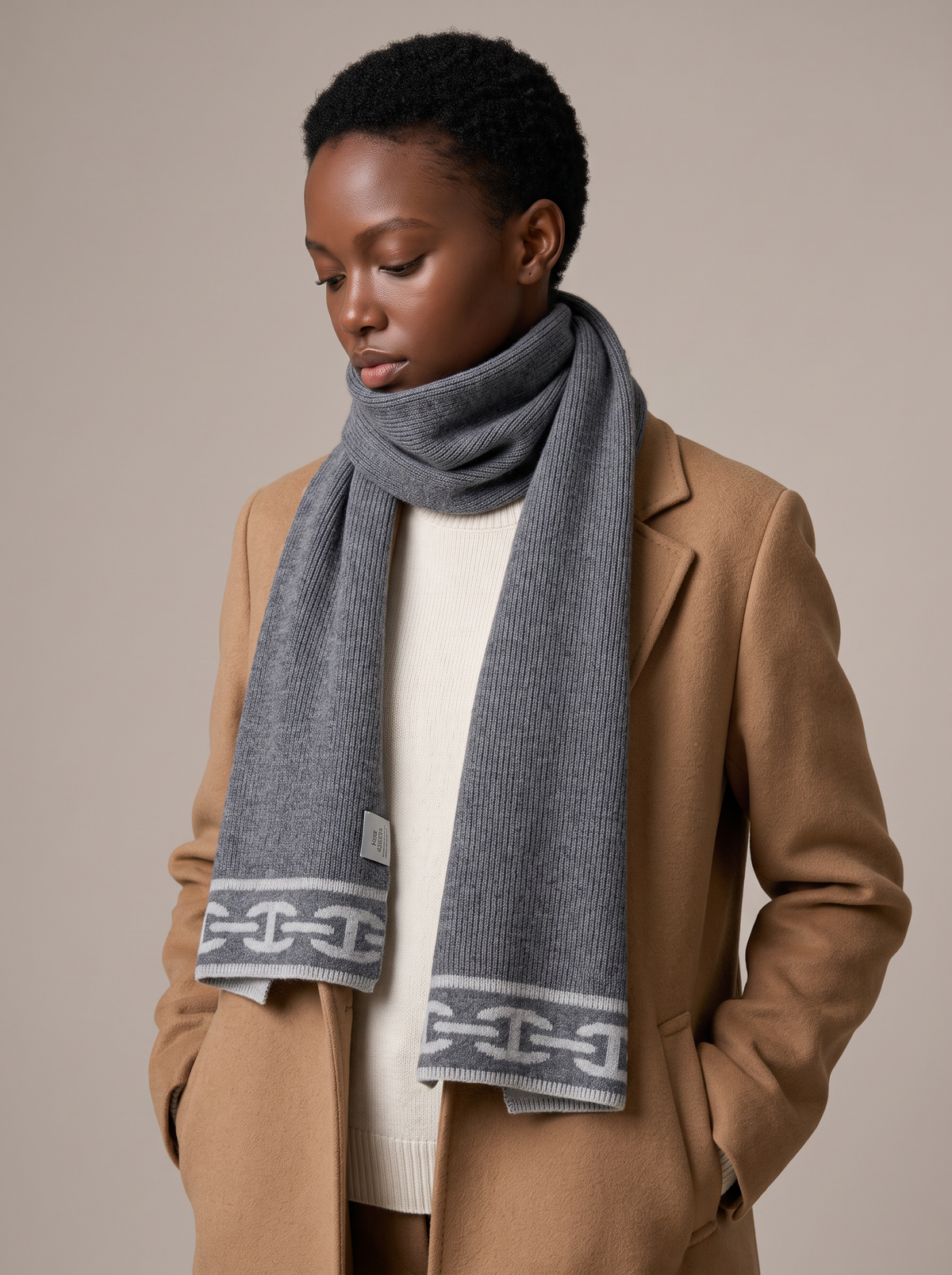 "Chain Link" Jacquard 100% Merino Wool Scarf