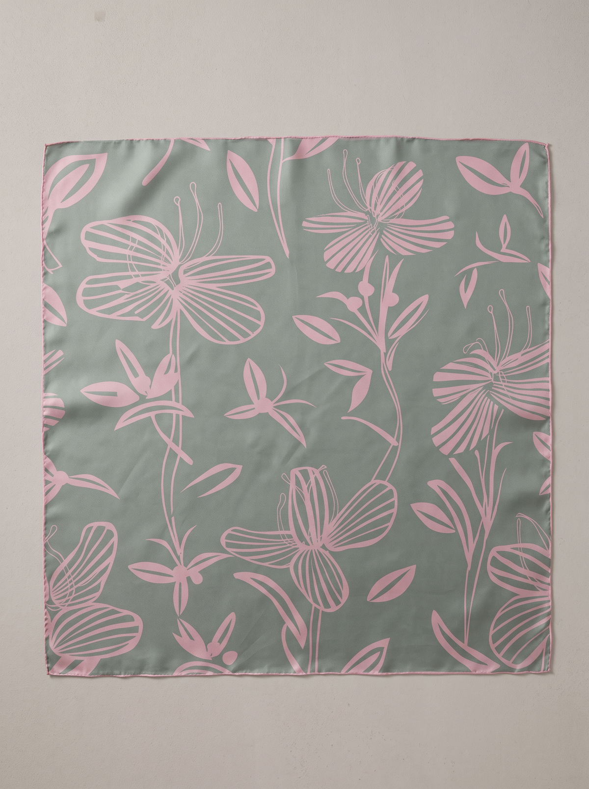 "Watercolor Bloom" Floral 100% Mulberry Silk Scarf