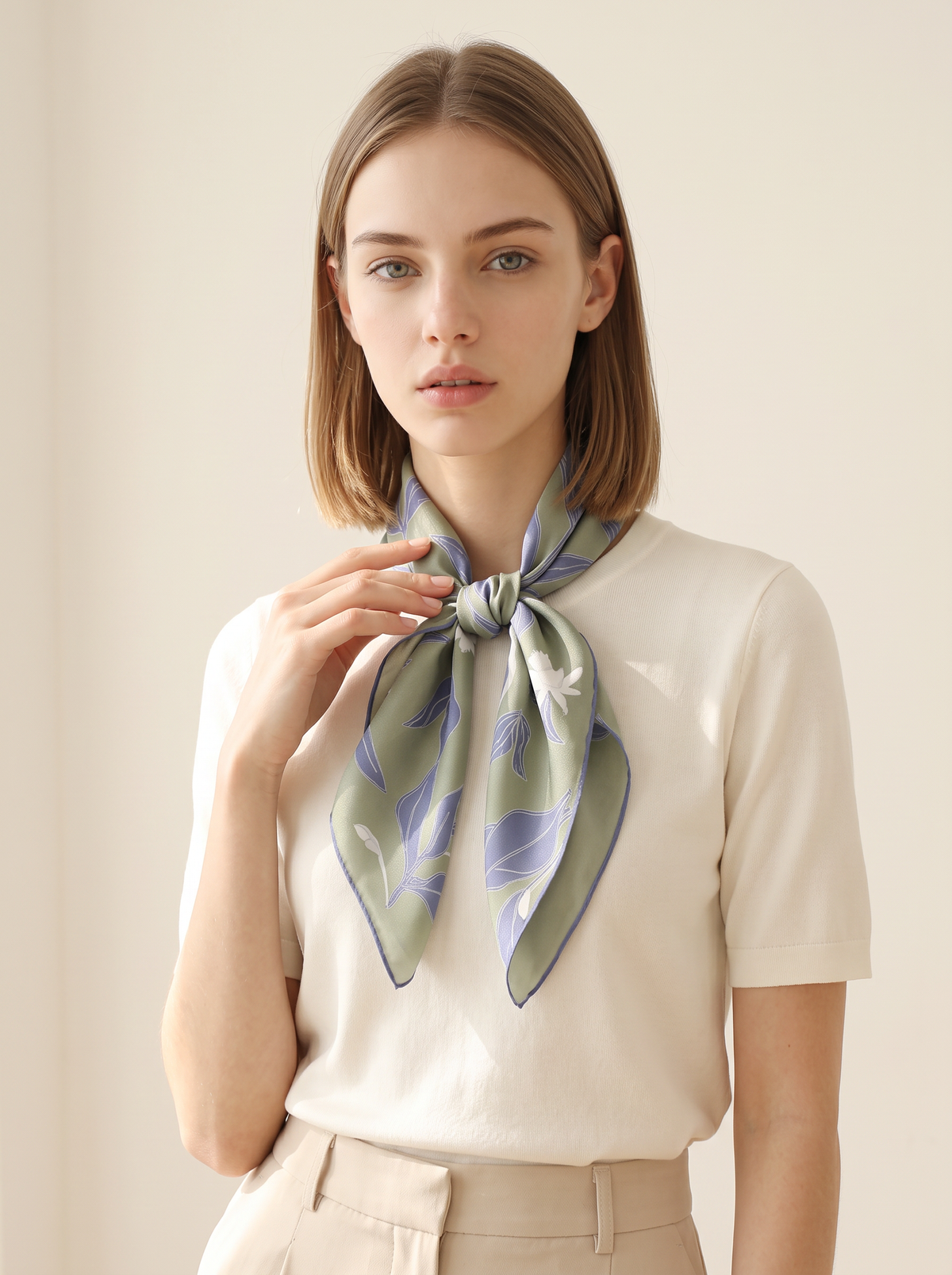 "Quiet Sandalwood" Botanical 100% Mulberry Silk Scarf