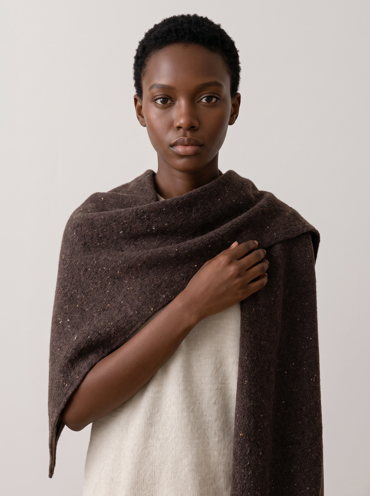 "Oversized Comfort" Dotted 100% Wool Triangle Wrap