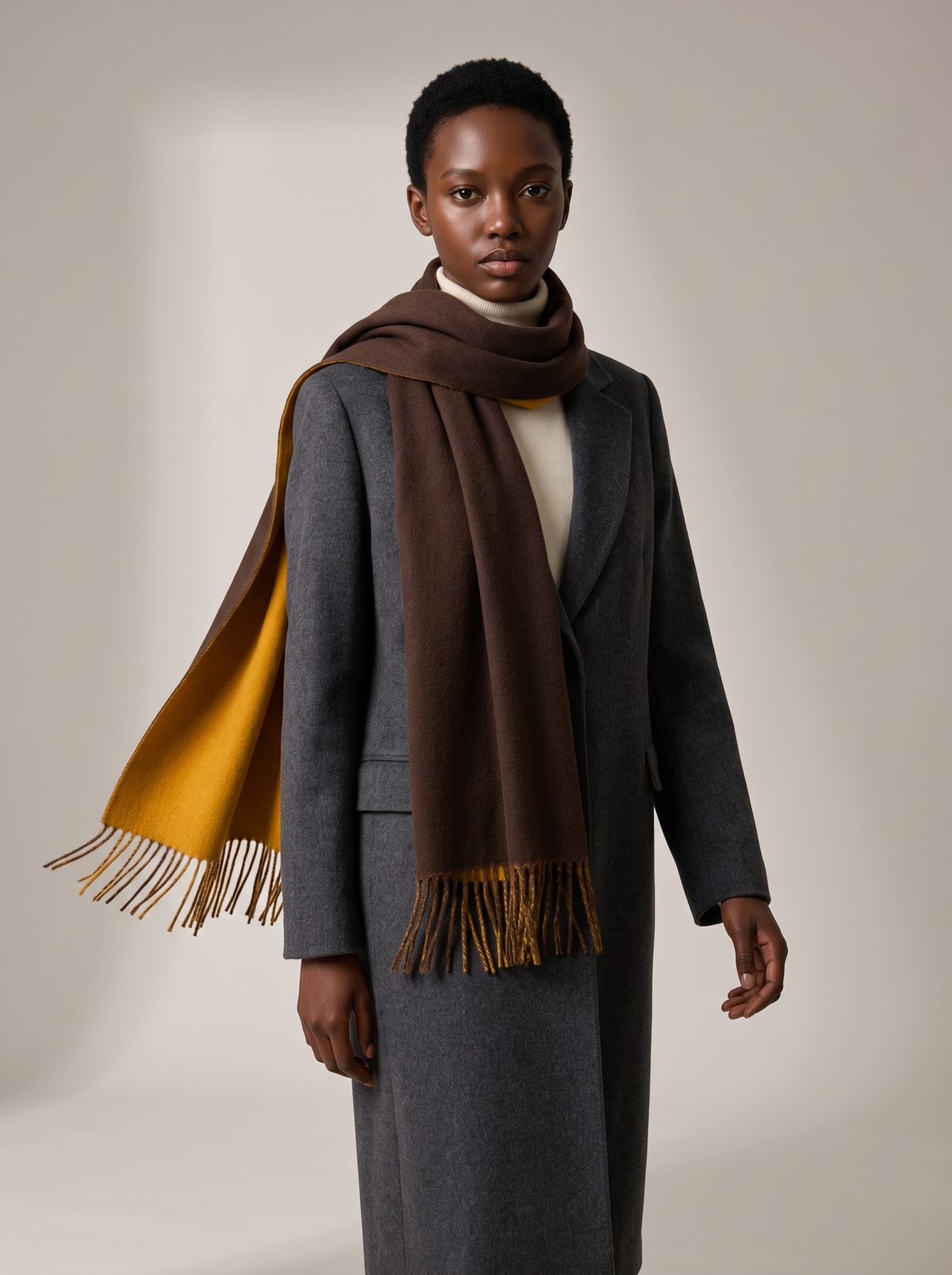 Reversible Contrast Wool Scarf