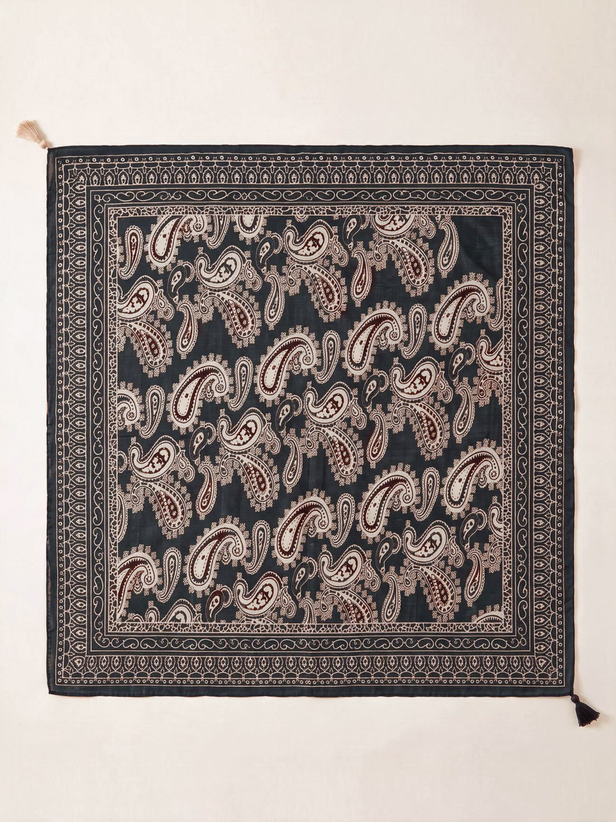 Folk Paisley Tassel Square Scarf