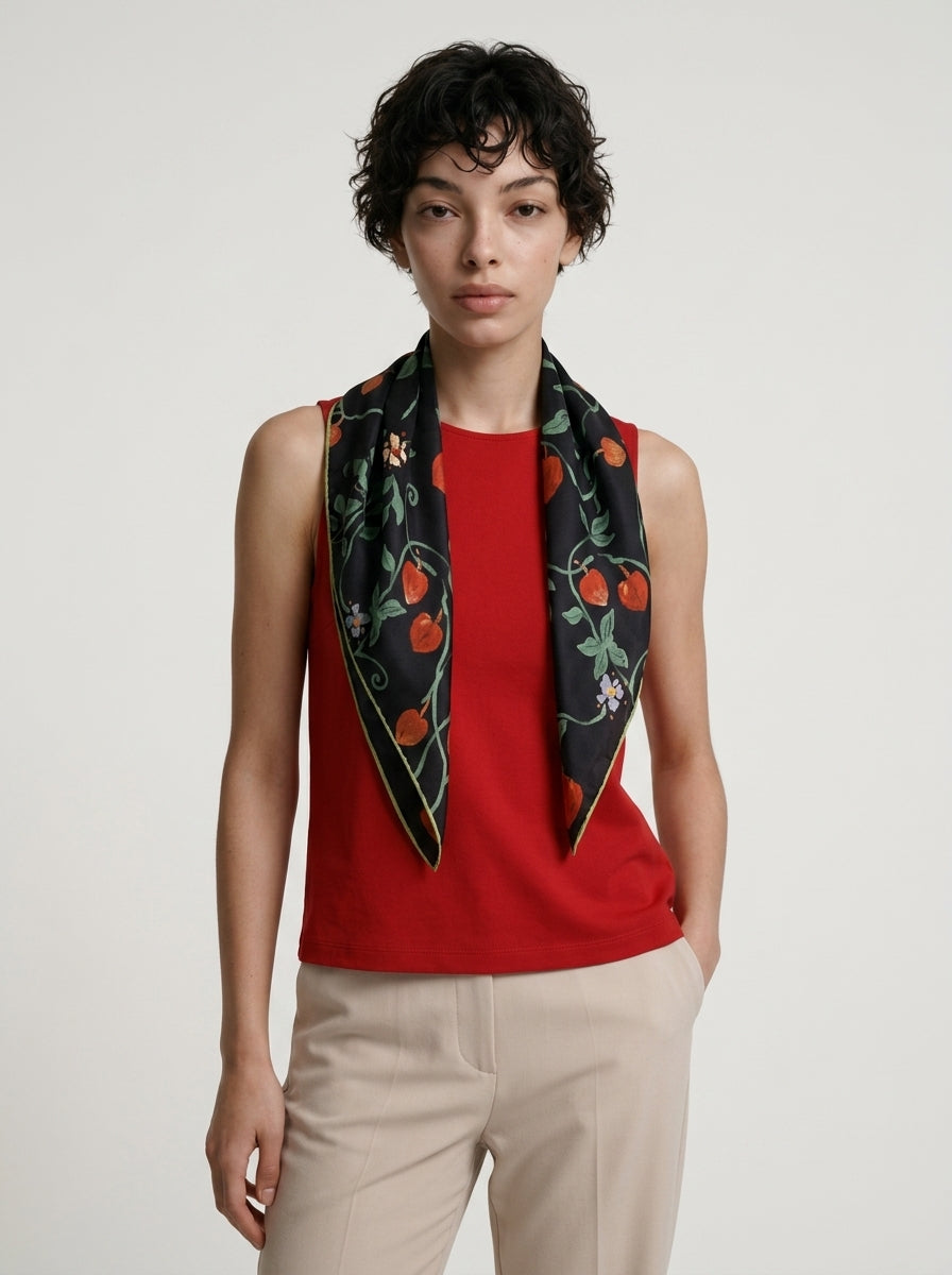 "Fruit of Life" Strawberry 100% Mulberry Silk Scarf