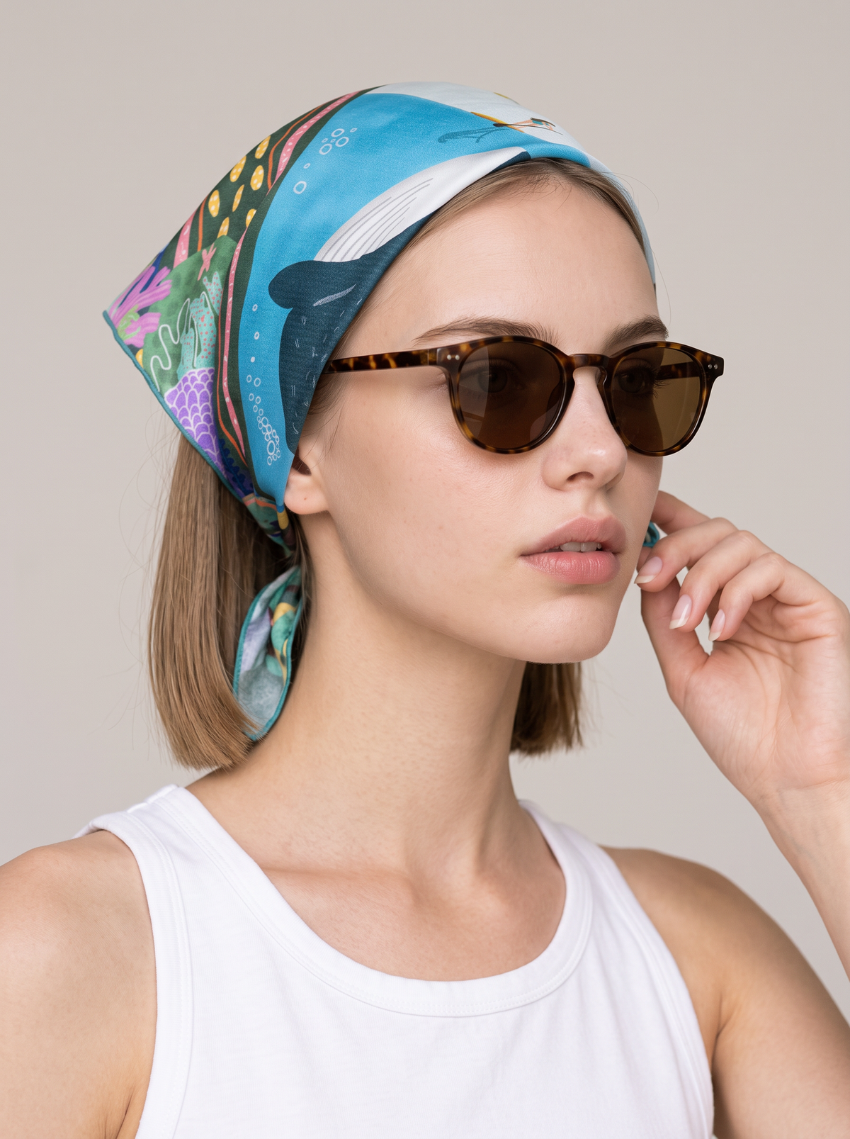 "Ocean Reverie" 100% Mulberry Silk Scarf