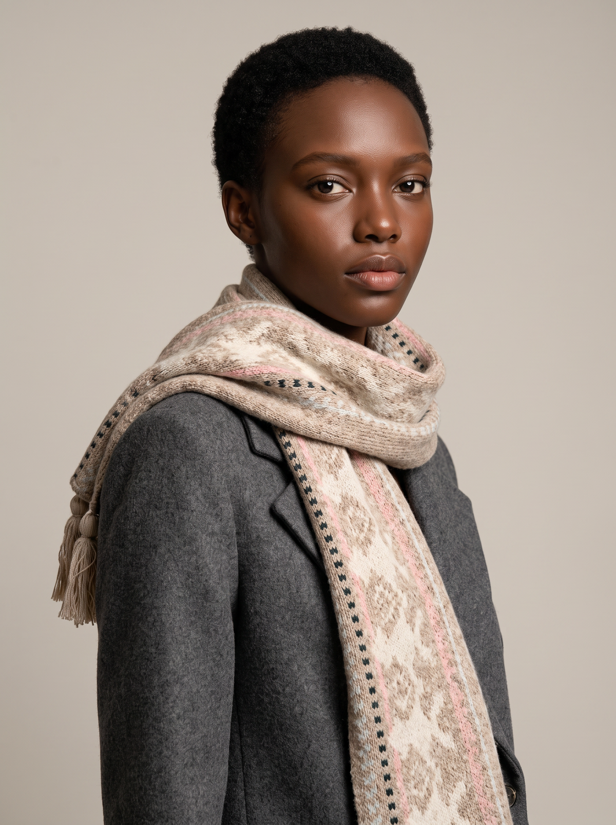 Nordic Tassel Knit Scarf