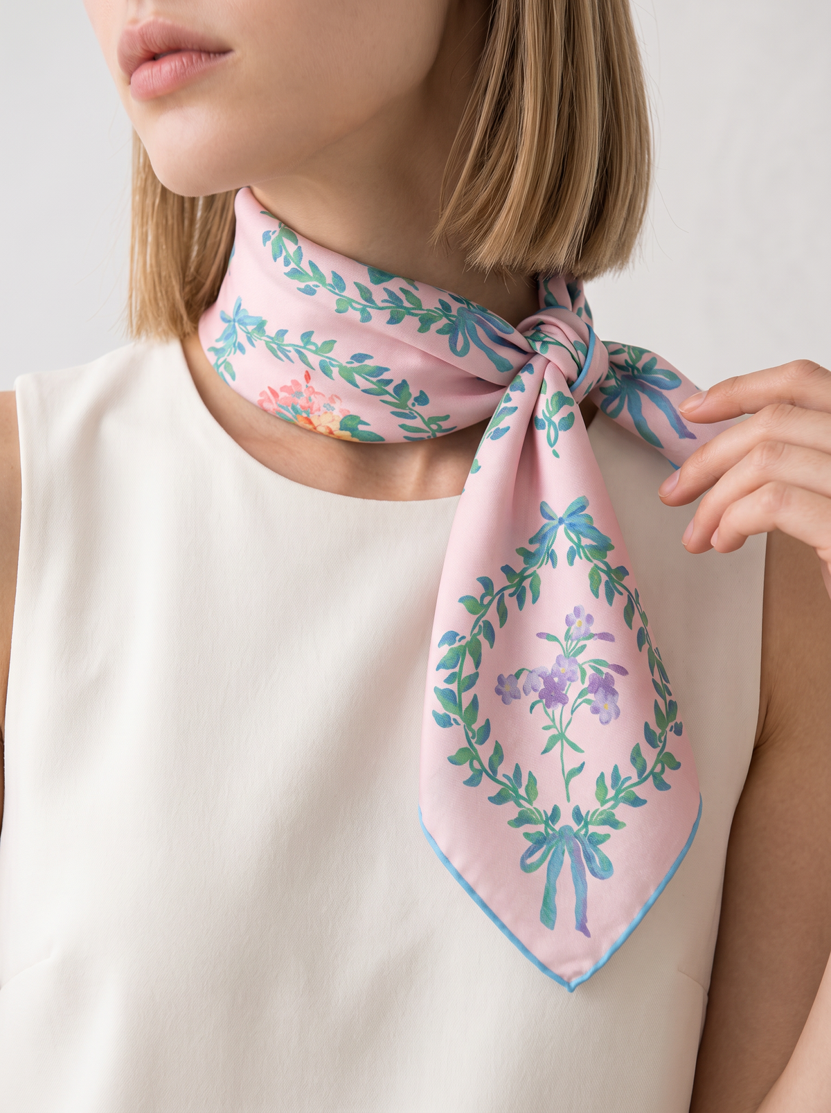 "Silk Bouquet" Floral 100% Mulberry Silk Scarf