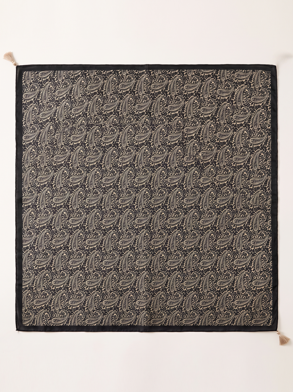 Paisley Border Tassel Square Scarf