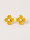 Silk Velvet Flower Stud Earrings — Handmade Ronghua Blossom
