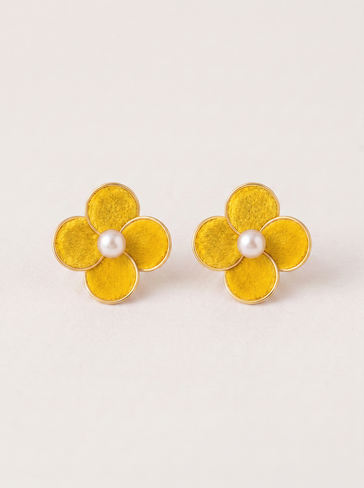 Silk Velvet Flower Stud Earrings — Handmade Ronghua Blossom