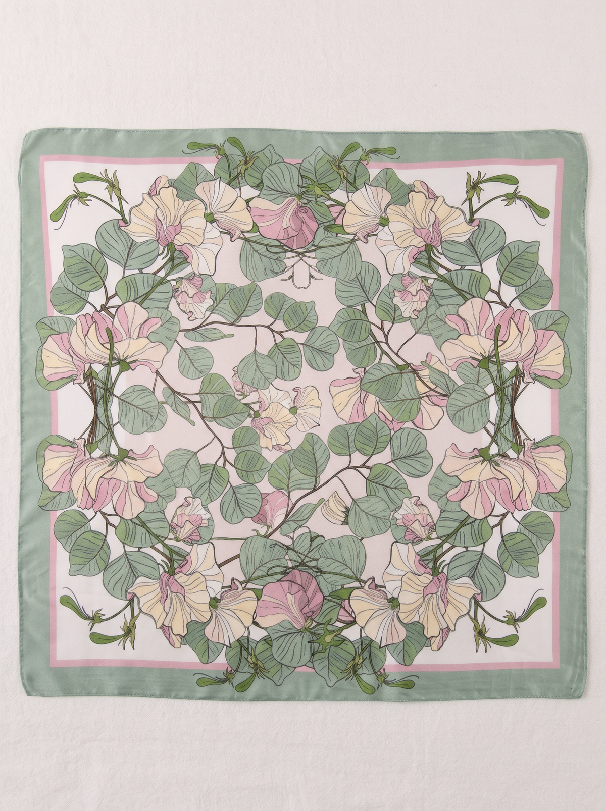 "Dragonfly Meadow" Floral 100% Mulberry Silk Scarf