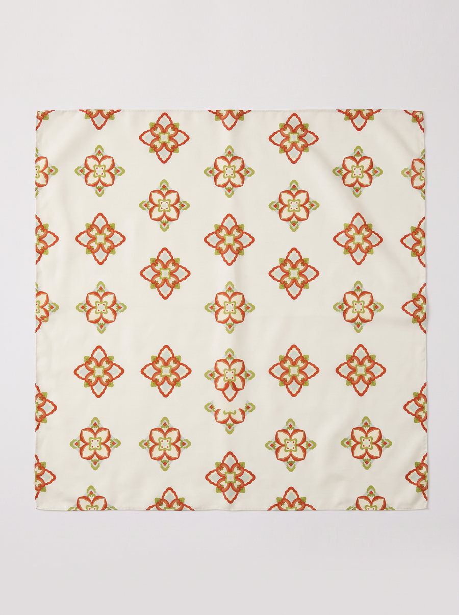 "Oriental Blossom" Floral 100% Mulberry Silk Scarf