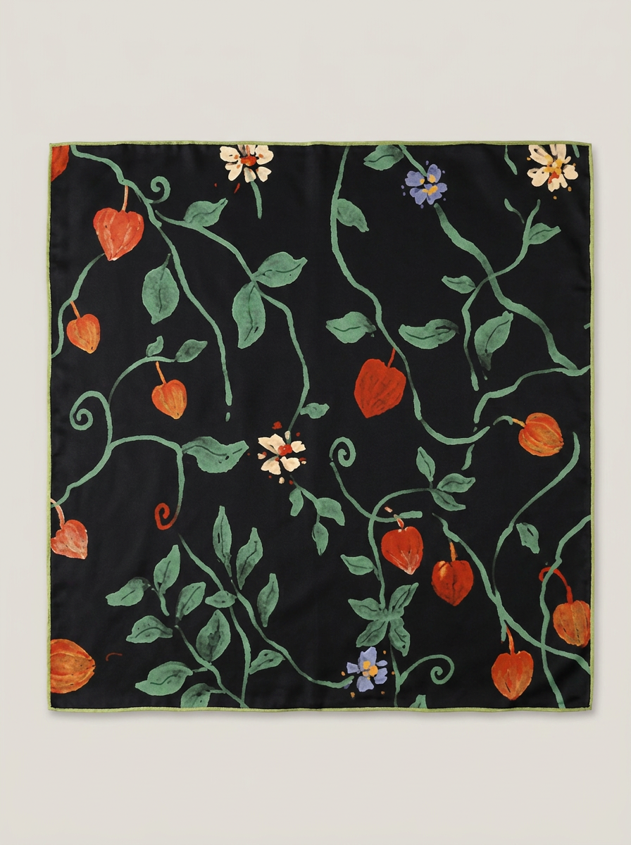 "Fruit of Life" Strawberry 100% Mulberry Silk Scarf